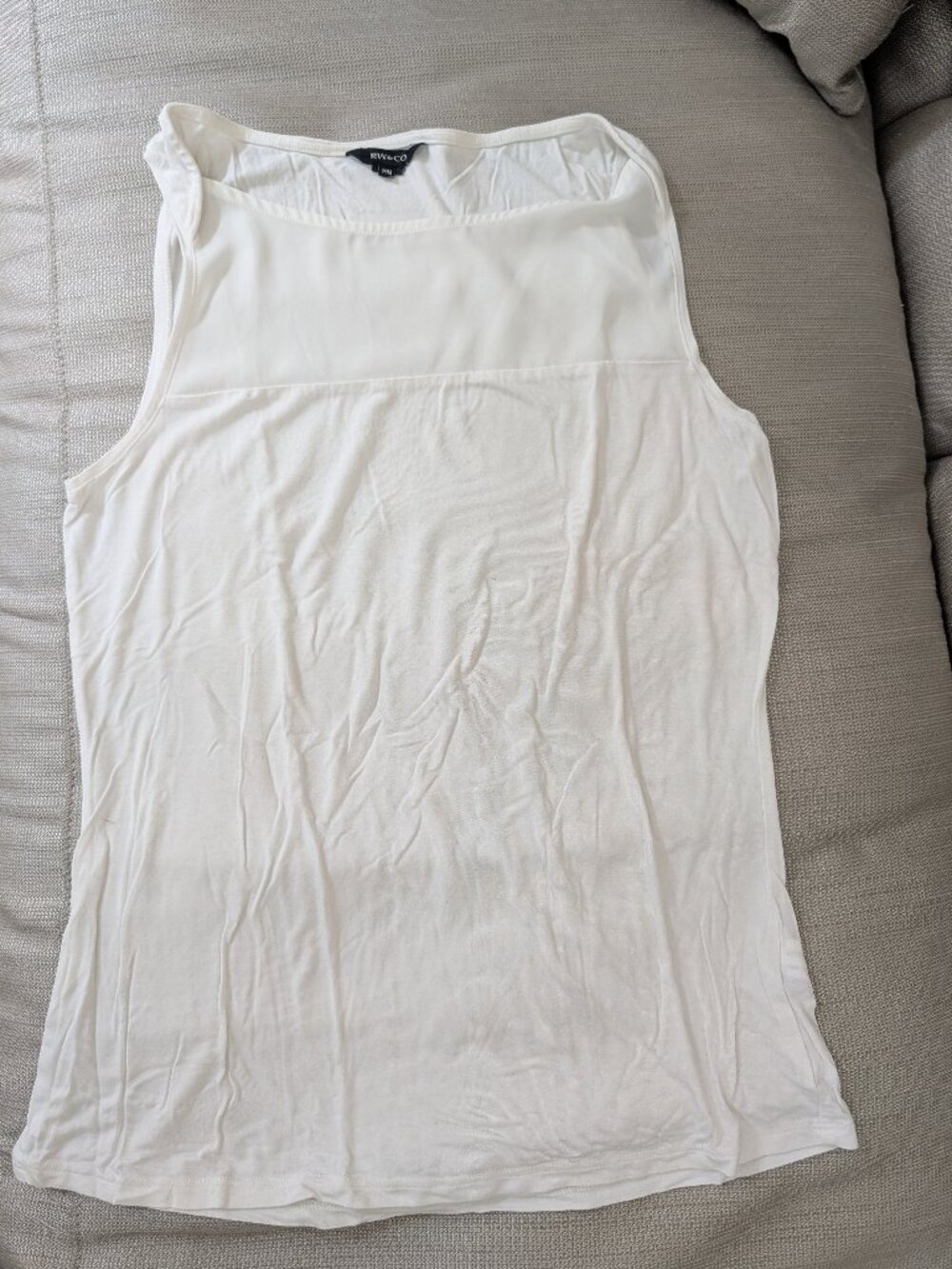 W&CO Relaxed Scoop Neck Sleeveless Drape Tank White Top M